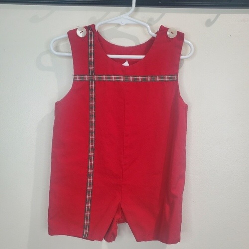 Red plaid jumper with snaps cotton size 2t